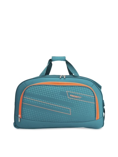 

Priority Unisex Teal Blue & Printed Small Duffel Bag