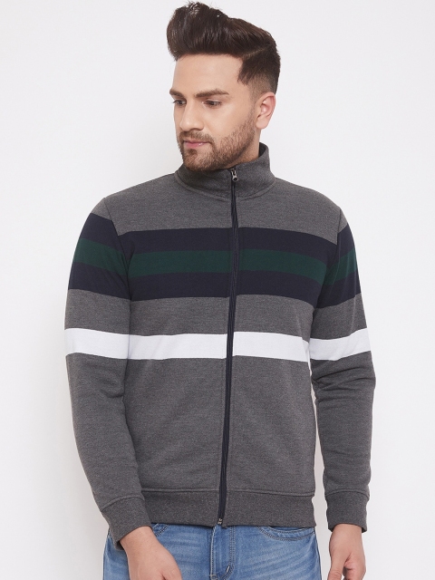 

Austin wood Men Grey Striped Sweatshirt