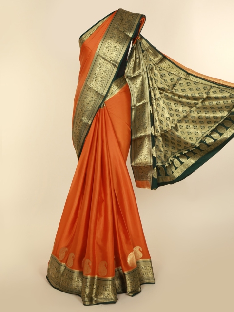 Pothys Orange Solid Saree