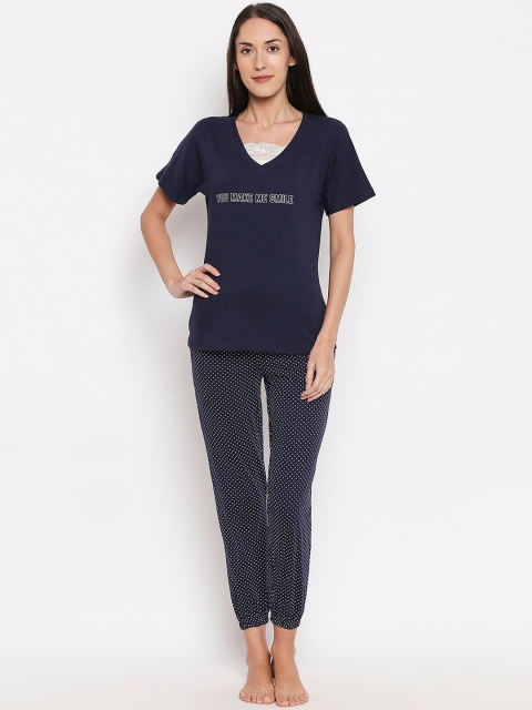 

XIN Women Navy Blue Printed Night Suit