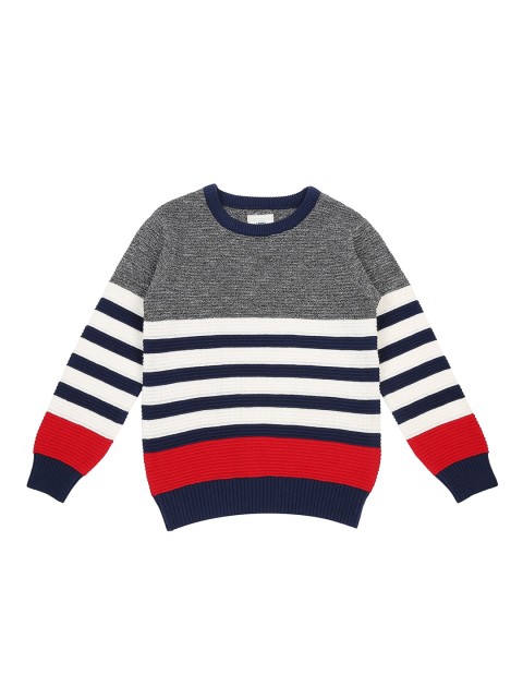 

Pantaloons Junior Boys Grey & White Striped Pullover Sweater