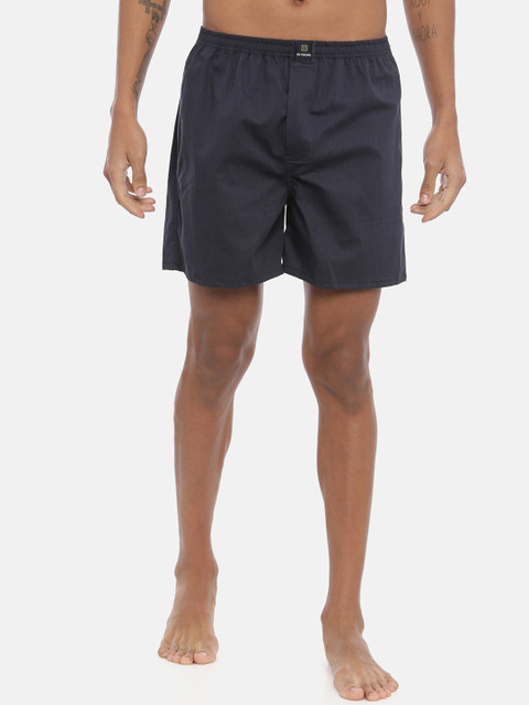 

IMYOUNG Men Navy Blue Solid Pure Cotton Boxers IMYBXRPK105A