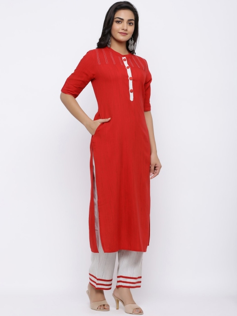

Indi INSIDE Women Red Solid A-Line Kurta
