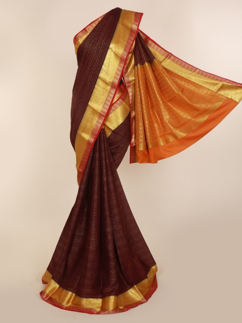 

Pothys Brown Striped Pure Silk Saree