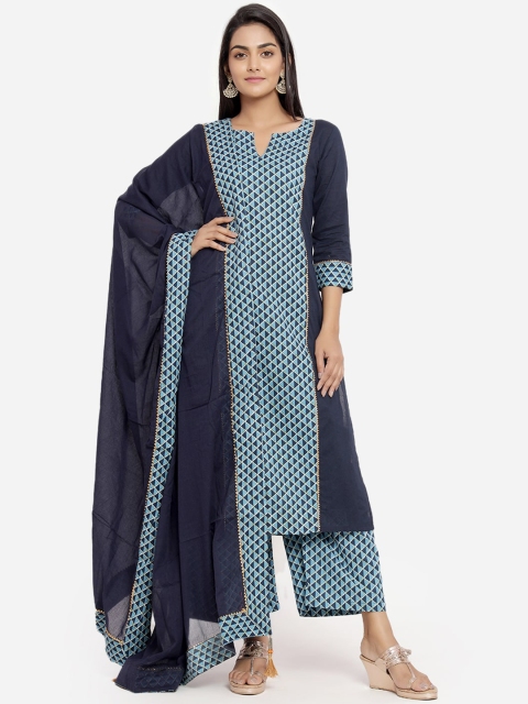 

Indi INSIDE Women Blue Printed Kurta with Palazzos & Dupatta