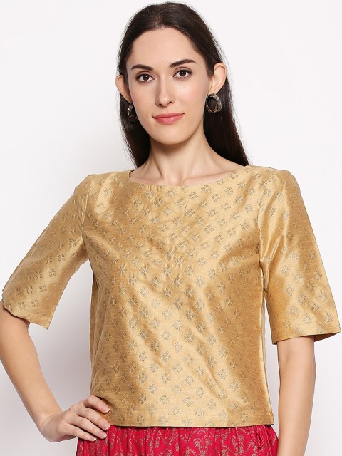 

AKKRITI BY PANTALOONS Women Gold-Toned Self Design Top