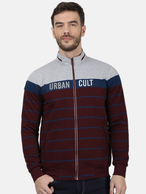 

Monte Carlo Men Maroon & Grey Striped Sweatshirt