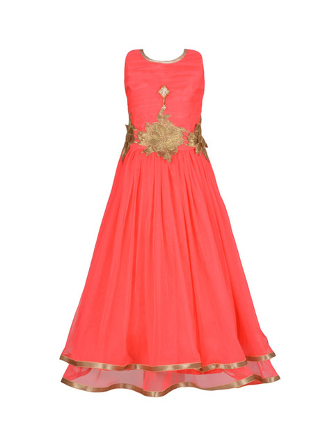 

Aarika Girls Red Solid Maxi Dress
