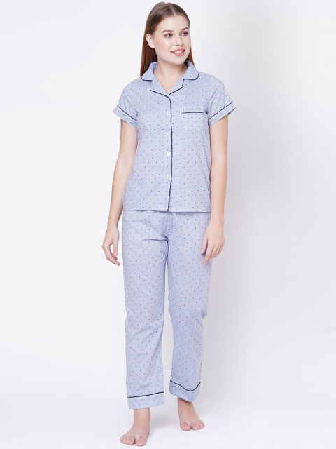 

Sweet Dreams Women Blue & White Printed Night Suit