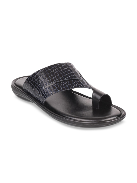 

Mochi Men Black Textured Leather Comfort Sandals