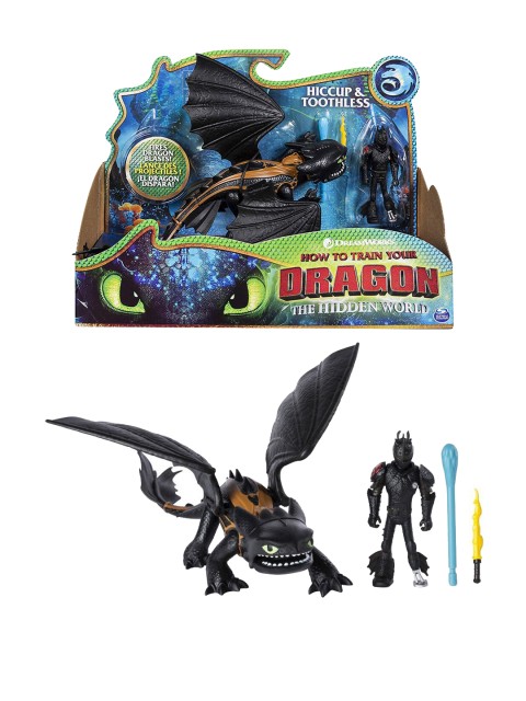 

HOW TO TRAIN YOUR DRAGON Kids Black & Blue Dragon Toy With Viking Action Figure
