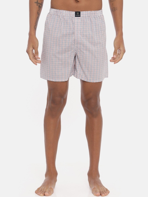 

IMYOUNG Men White & Grey Checked Pure Cotton Boxers IMYBXRPK112A