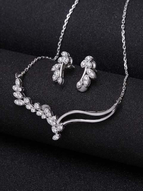 

Clara 92.5 Sterling Silver Rhodium-Plated White CZ-Studded Jewellery Set
