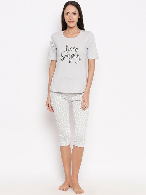 

XIN Women Grey Printed Night Suit