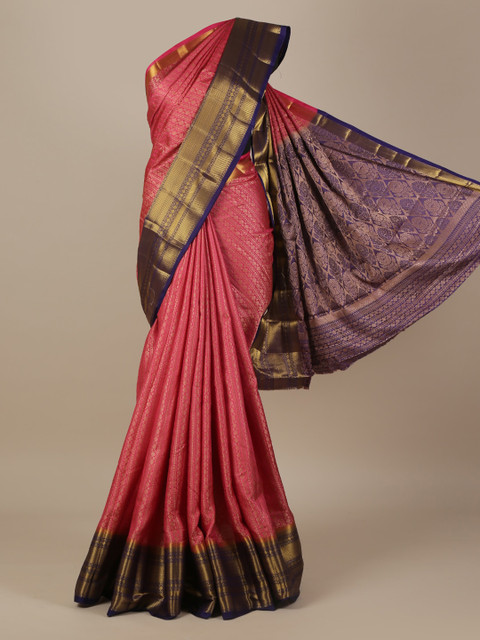 

Pothys Pink Woven Design Jute Silk Saree