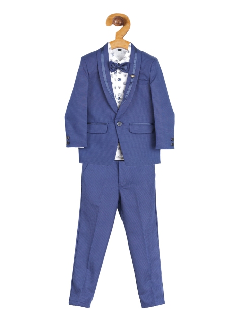 

Actuel Boys Navy Blue & White Printed Shirt with Blazer & Trousers