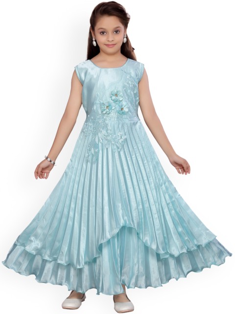 

Aarika Girls Turquoise Blue Embellished Maxi Dress