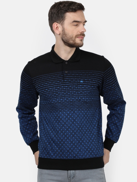 

Monte Carlo Men Navy Blue Printed Polo Collar T-shirt