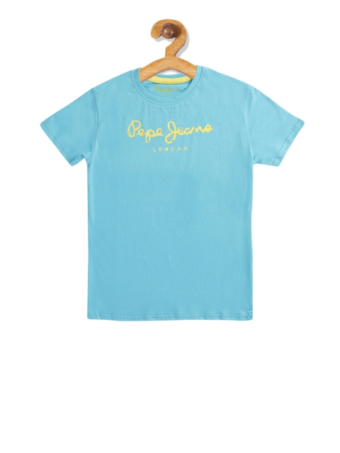 

Pepe Jeans Boys Blue Brand Logo Printed Round Neck T-shirt