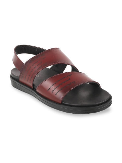 

Mochi Men Maroon Solid Leather Comfort Sandals
