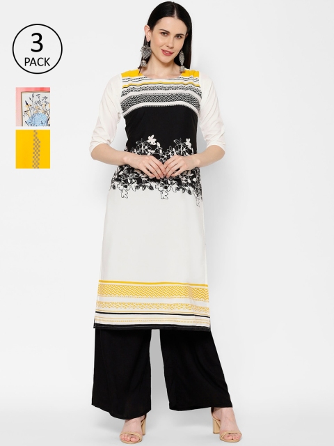 

7Threads Women Pack of 3 Printed Straight Kurta, Multi