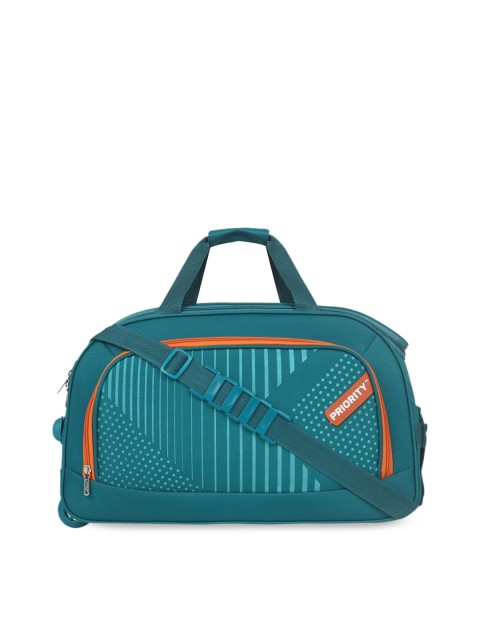 

Priority Unisex Blue & Orange Printed Duffel Bag, Navy blue