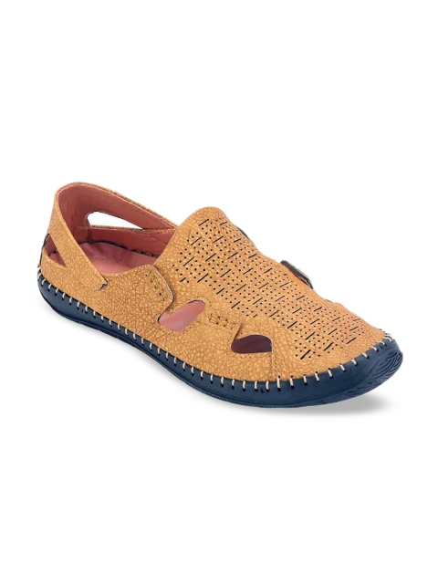 

AVAENS Men Tan Brown Textured Fisherman Sandals