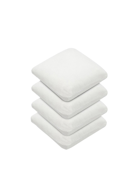 

The White Willow Set Of 4 White Solid Square Cushions