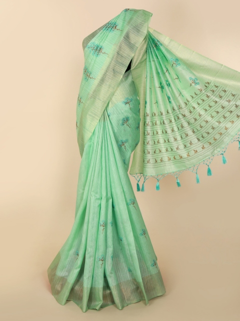 

Pothys Green Embroidered Art Silk Saree