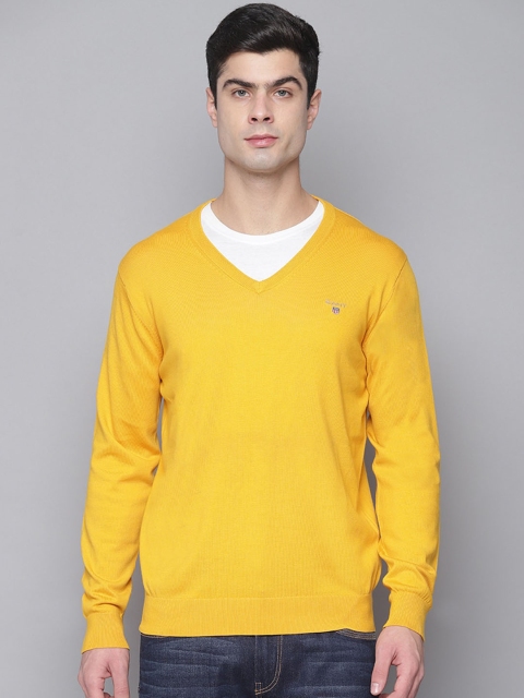 

GANT Men Yellow Solid Pullover Sweater