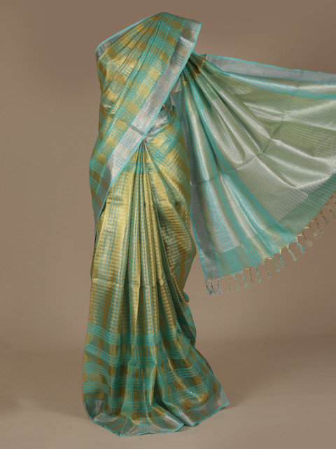 

Pothys Blue Woven Design Pure Linen Saree