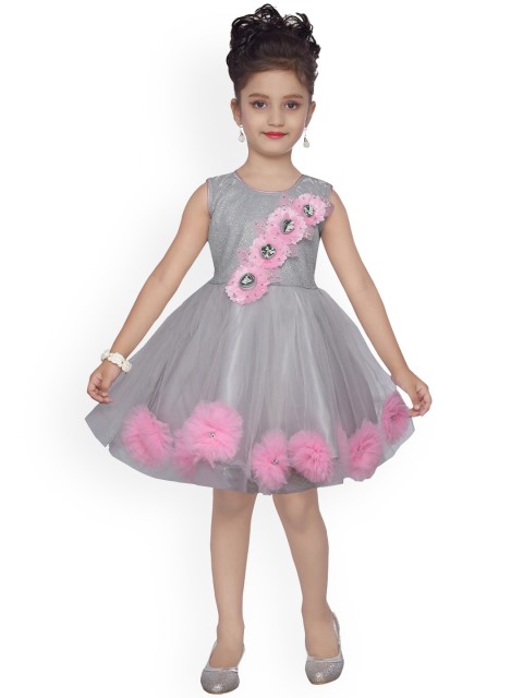 

Aarika Girls Grey Embellished Fit and Flare Dress