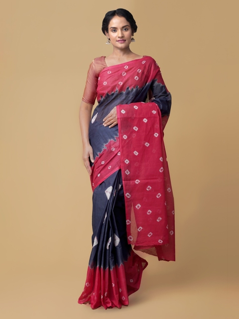 

Unnati Silks Purple & Pink Pure Cotton Dyed Bandhani Saree