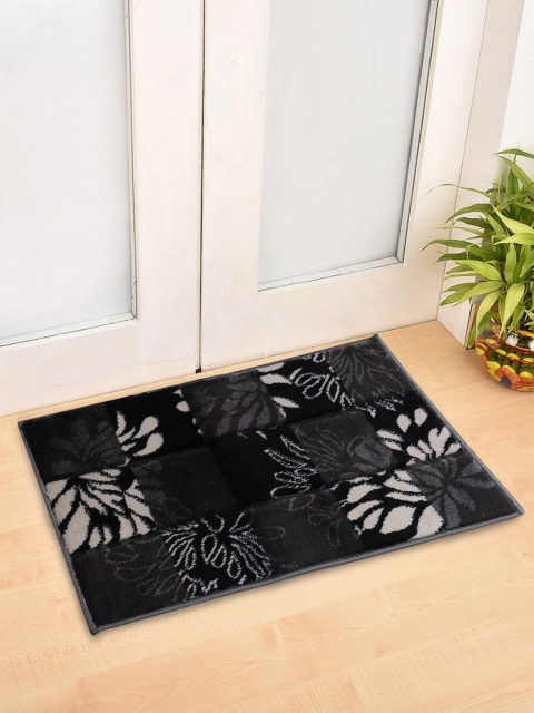 

SPACES Grey & Black Floral Printed 2300 GSM Doormat