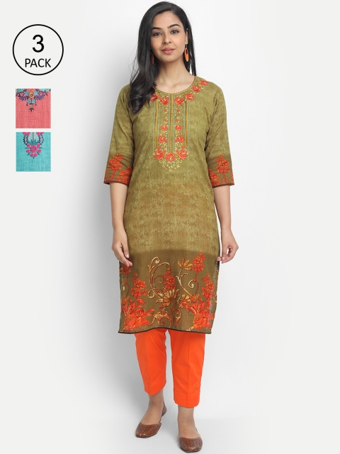 

7Threads Women Multicoloured Printed Straight Kurta, Multi