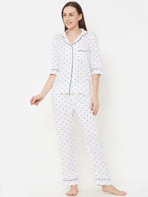 

Sweet Dreams Women White & Black Printed Night Suit