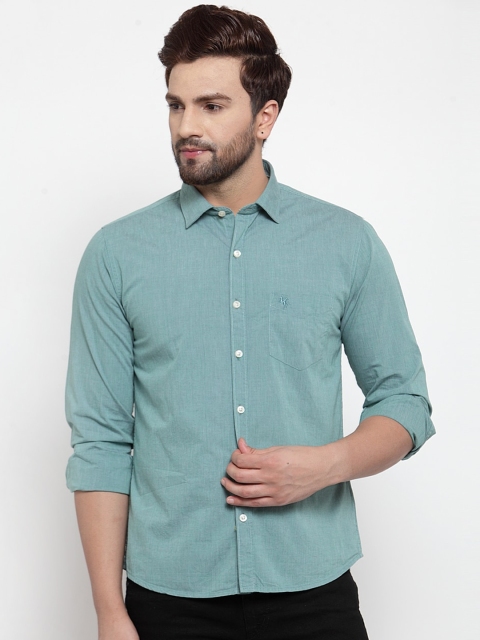 

Cantabil Men Green Slim Fit Solid Casual Shirt