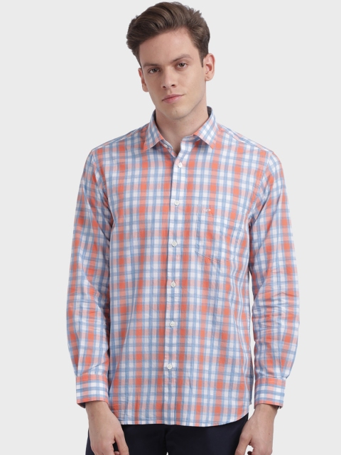 

ColorPlus Men Orange & Grey Tailored Fit Checked Casual Shirt