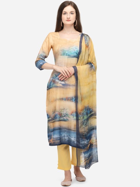 

Stylee LIFESTYLE Women Yellow & Blue Unstitched Dress Material