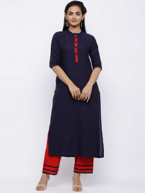 

Indi INSIDE Women Blue Solid A-Line Kurta