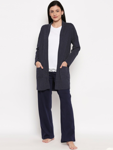 

XIN Women Navy Blue & White Printed Night Suit