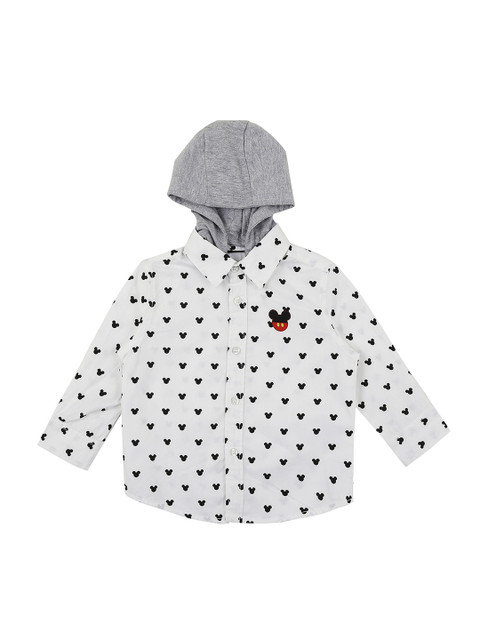 

Pantaloons Baby Boys White Regular Fit Printed Casual Shirt With Detachable Hood