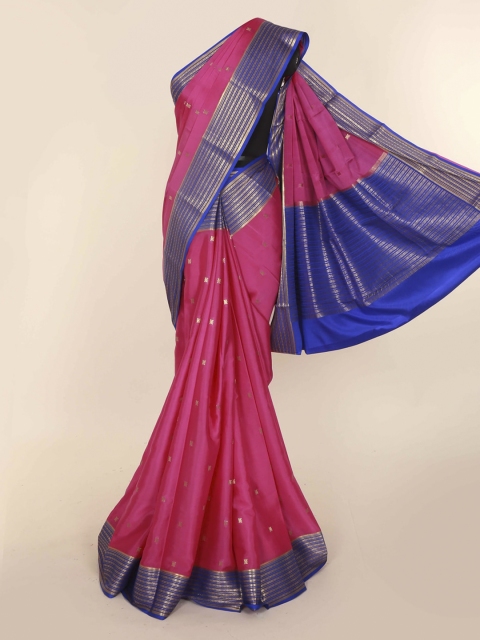 

Pothys Pink & Blue Pure Silk Woven Design Mysore Silk Saree