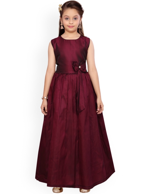 

Aarika Girls Burgundy Solid Maxi Dress
