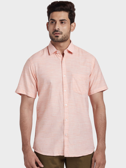 

ColorPlus Men Orange Tailored Fit Solid Casual Shirt