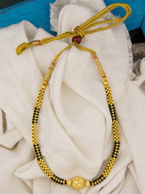 

Alankruthi Gold-Toned & Black Traditional Kolhapuri Thushi Necklace
