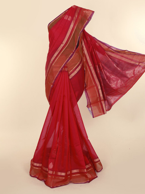

Pothys Red Solid Silk Cotton Saree