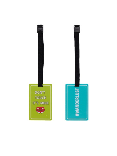 

Vdesi Unisex Set of 2 Black & Purple Printed Wanderlust & Don't Touch Its Mine Luggage Tags, Green