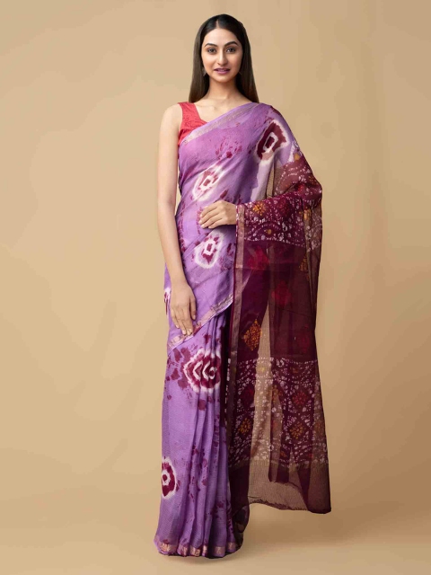 

Unnati Silks Violet Pure Cotton Printed Kota Saree