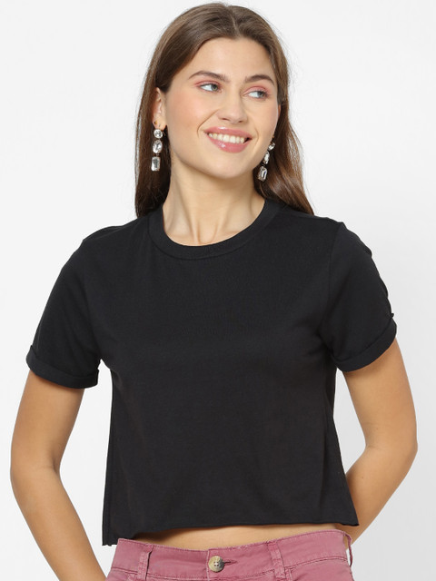 

FOREVER 21 Women Black Solid Top